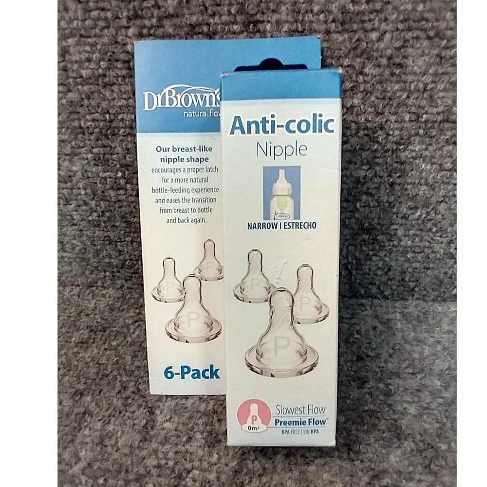 Dr Brown's Anti-Colic Nipple Baby Preemie Flow 6-Pack Clear Narrow Silicone